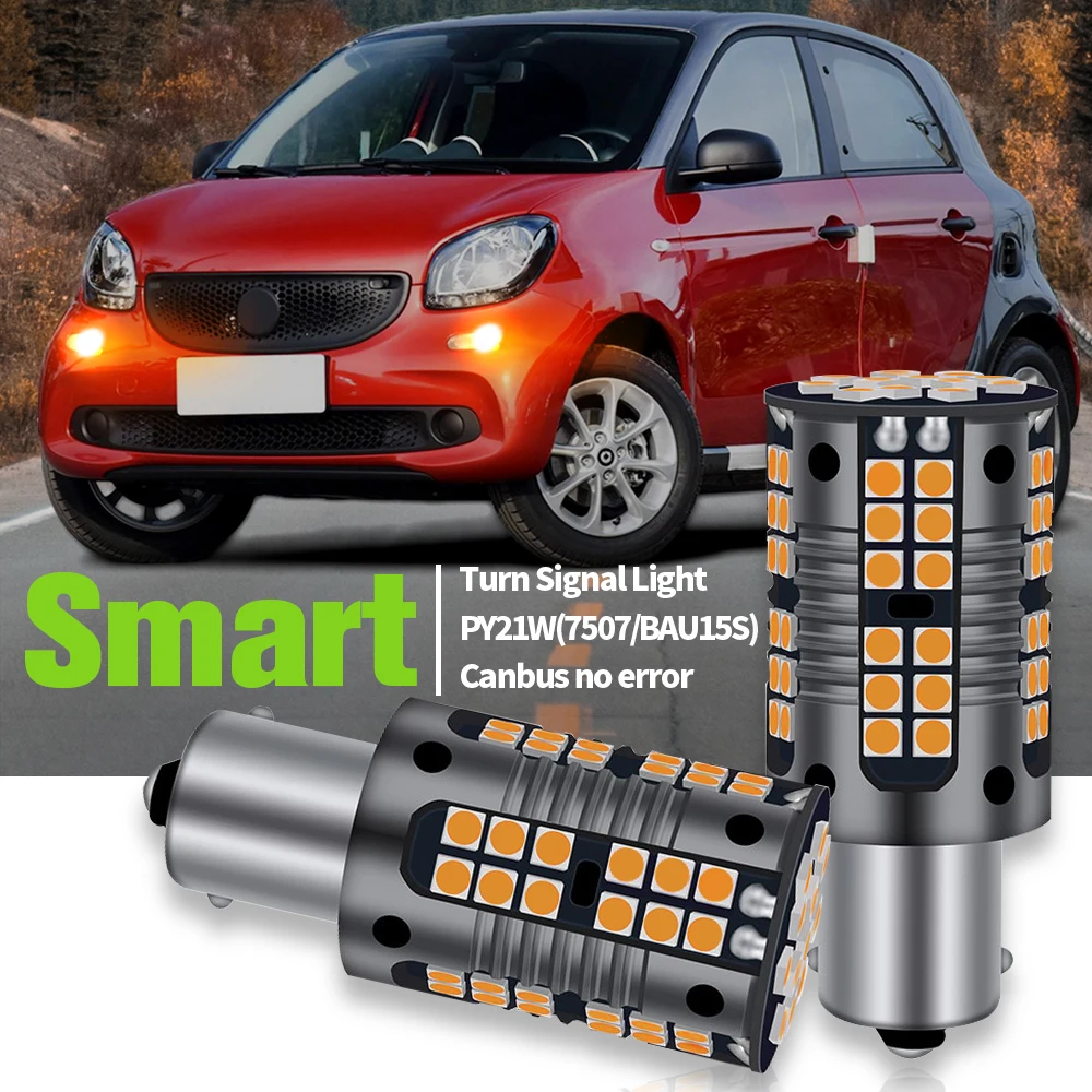 

2pcs LED Turn Signal Light Blub Lamp PY21W 7507 BAU15S Canbus No Error For Smart Fortwo MK2 451 MK3 453 Forfour Roadster 452