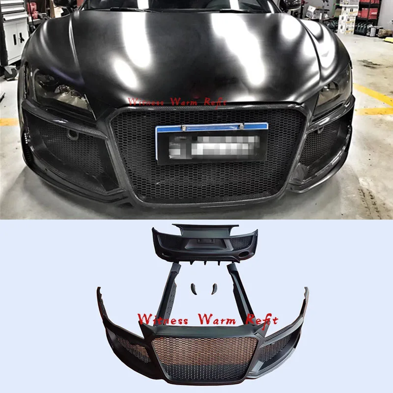 High quality FRP Unpainted / Carbon Fiber Car body kits Front bumper Rear bumper Side skirts Car Styling For Audi R8 Body Kit