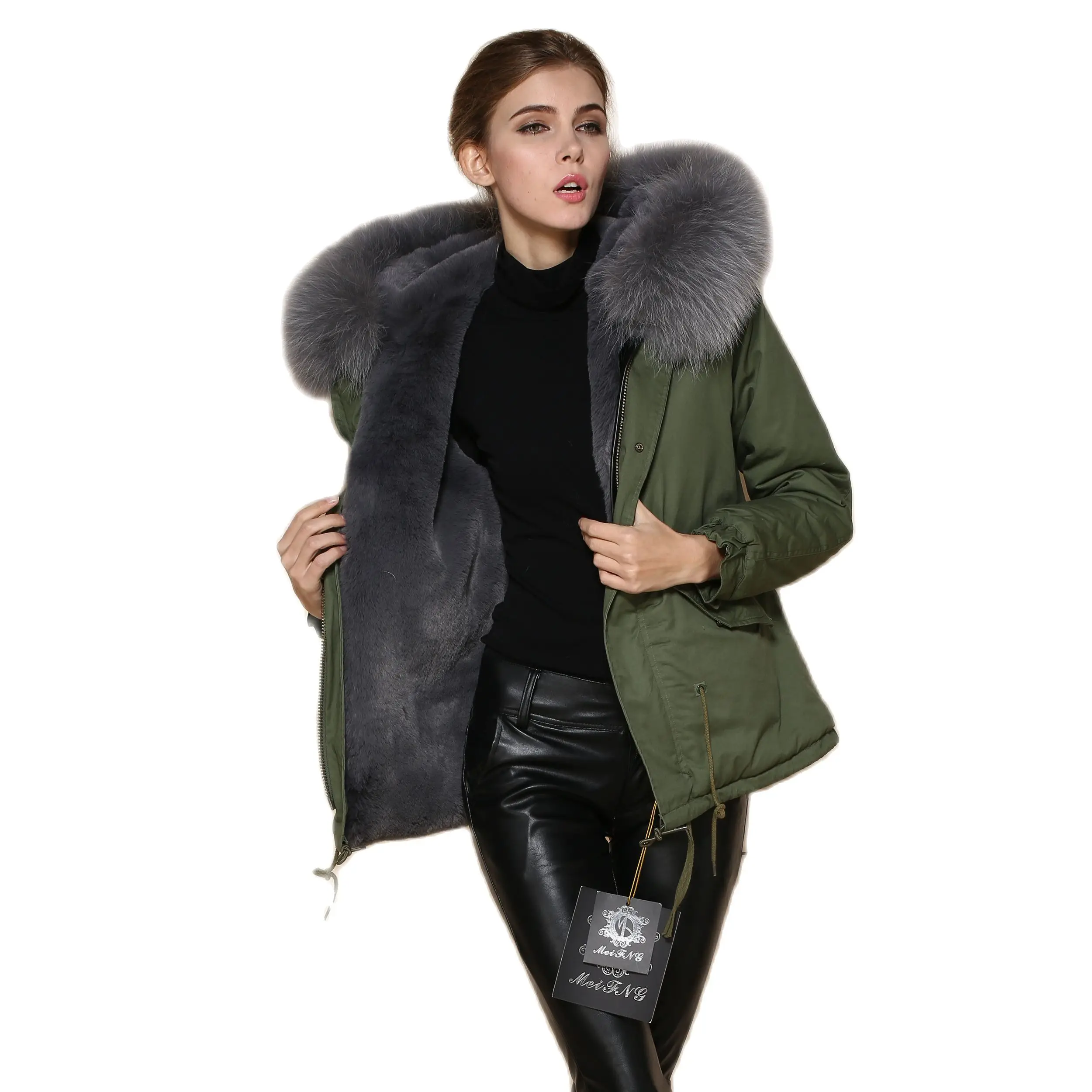 

Warm Winter Coat Mr Mrs Fur Parka Large Grey Collar Army Green Long Sleeve Jacket Coat China Mr Mrs Fur Parka Supplier