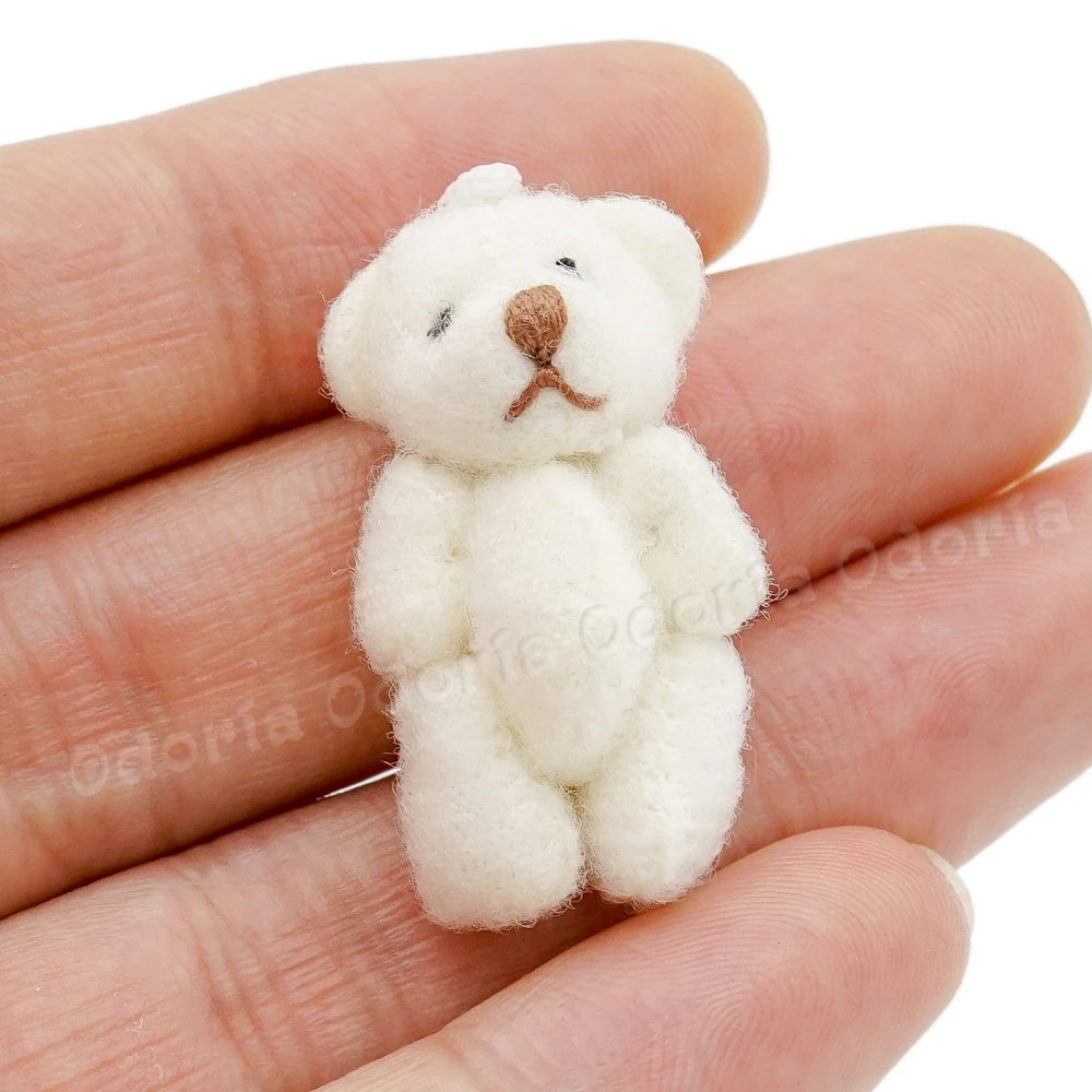 Odoria 1:12 miniatura urso de pelúcia brinquedo branco modelo jogar sala estar quarto casa conjunto acessórios casa boneca casa decoração