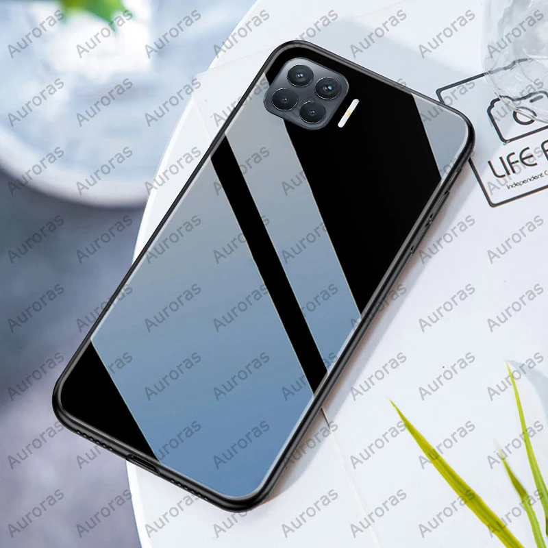 Auroras لهاتف Reno4 Lite 5G حافظة من الزجاج المقسى مع إطار ناعم غطاء خلفي مقاوم للصدمات لهاتف OPPO Reno 4 Lite Funda OPPO A93 A73