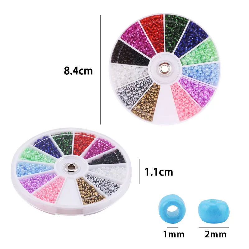 Ensemble de perles de rocaille en verre, lot de 2000 pièces, 12 grilles, breloques, pour Bracelet, collier, boucles d\'oreilles, artisanat fait à la