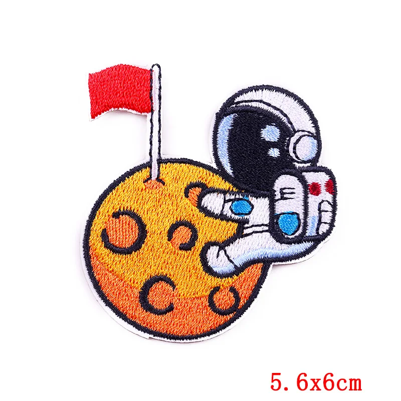 Cartoon Space Astronaut ricamo adesivi Rocket Patch per abbigliamento accessori abbigliamento adesivi di stoffa fatti a mano autoadesivi