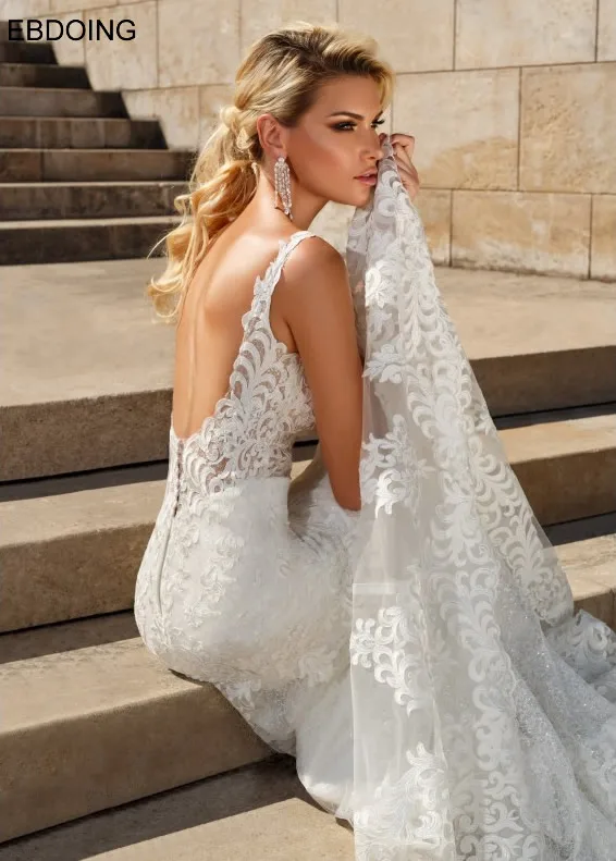 Vestidos De Novia Elegant Lace Mermaid งานแต่งงานชุด V คอเซ็กซี่ Backless ชุดเจ้าสาว Plus ขนาดงานแต่งงานชุด