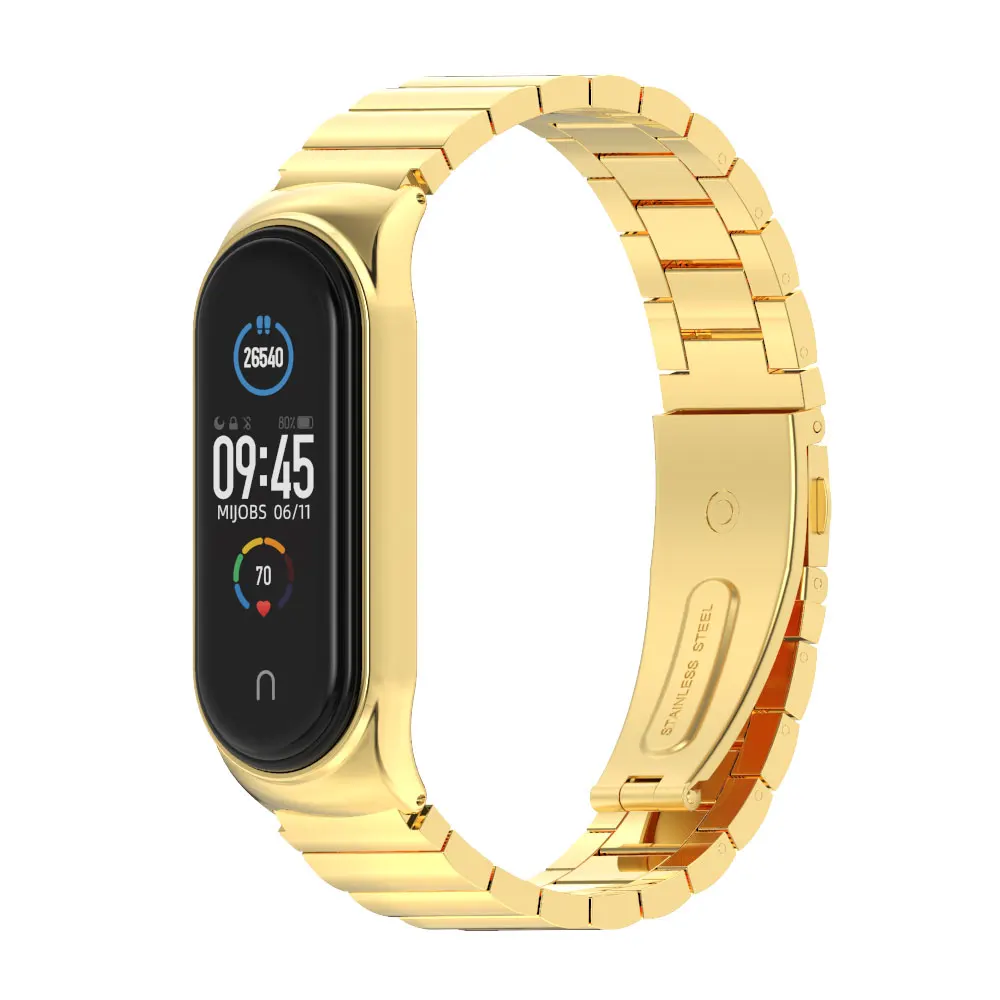 For Xiaomi Mi Band 5 Strap Metal Bamboo Bracelet for Mi Bend 4 Belt for Xiomi Correa Miband 3 Pulseira Stainless Steel Wristband