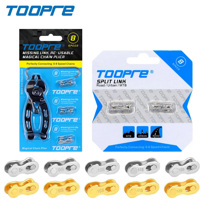 

2 Pairs TOOPRE Bicycle Chain Missing Link 6/7/8/9/10/11/12 Speed Bicycles Reusable Chain Magic Clasp MTB Cycling Accessories