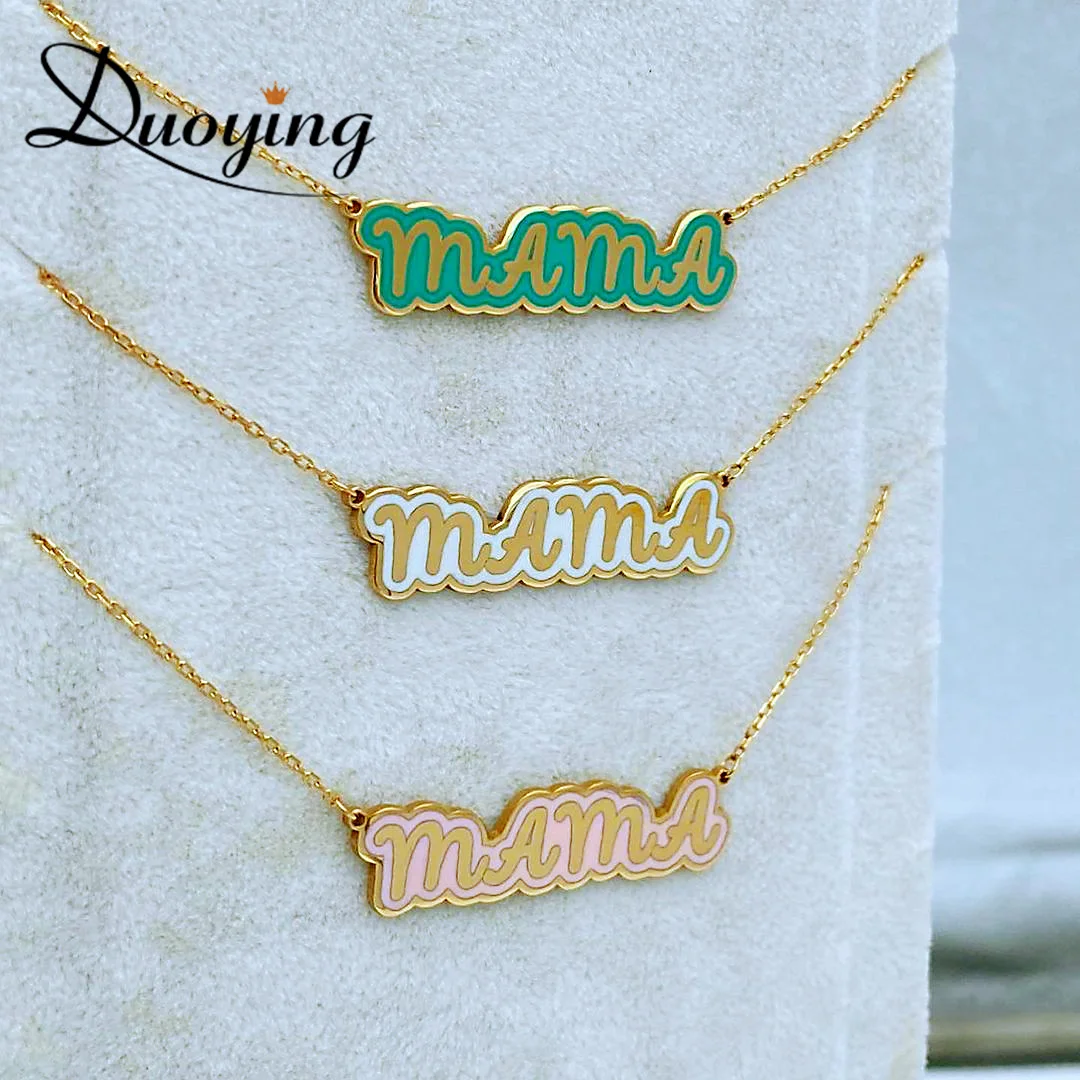 DUOYING Custom Letter Nameplate Necklace Personlized Choker Engrave Name Enamel Bubble Pendant Necklace For Cute Jewelry Gift