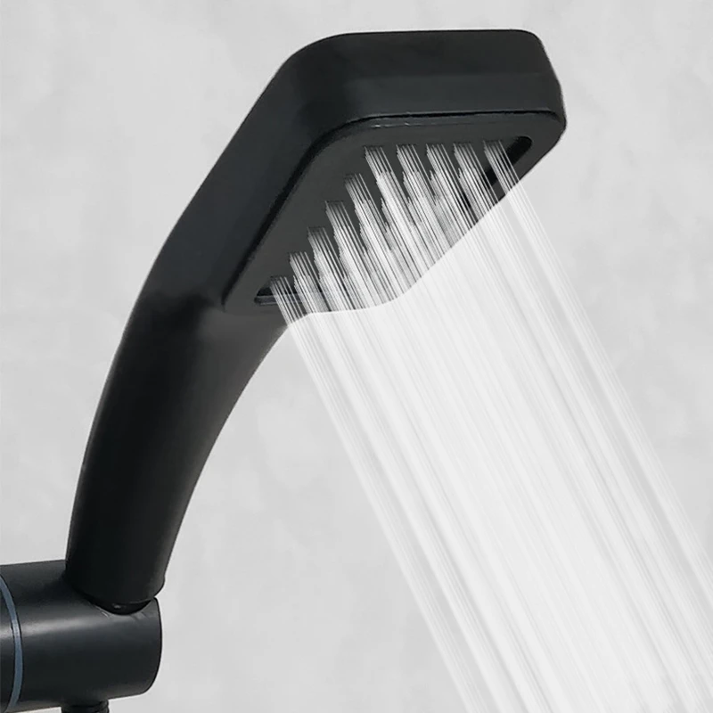 1pc Matte Black Shower Head Hand Held Showerhead Adjustable Nozzle Function Rainfall High Pressure Water Saving Shower Head