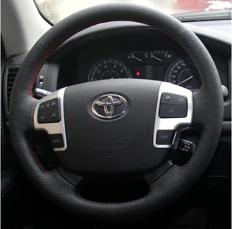 For Toyota Highlander new Crown Prado FJCruiser FJ DIY leather suede hand stitched steering wheel cover car interior decoration