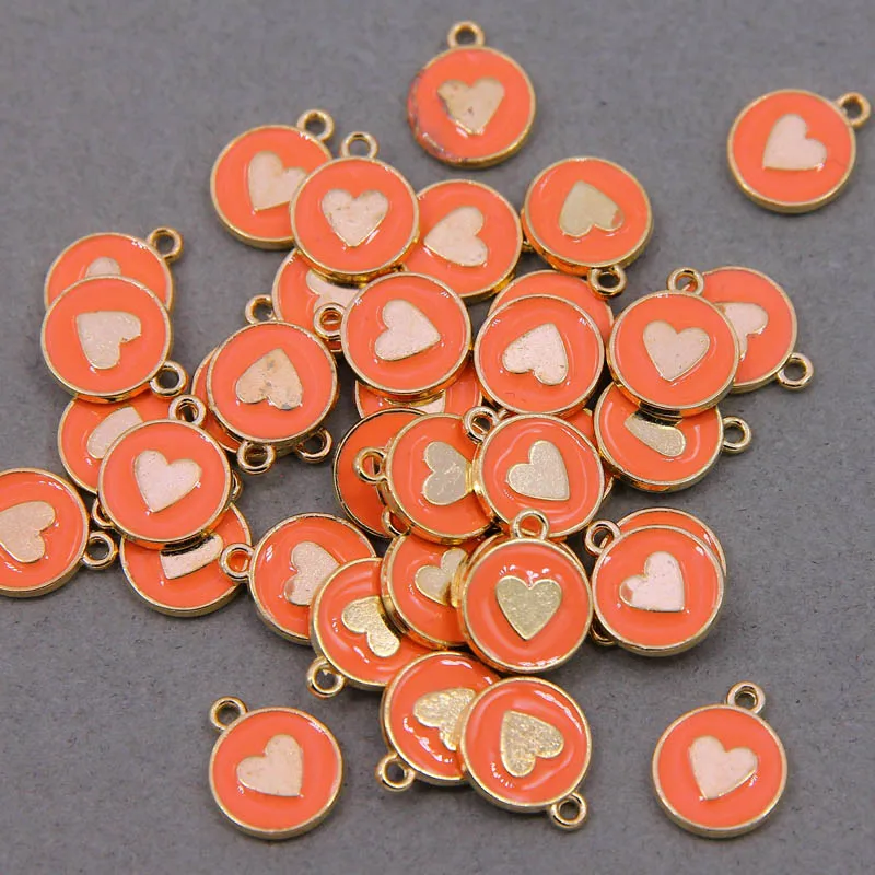 10pcs 12*15mm Zinc Alloy Round star Enamel Charms Mini Sweet Heart Charms For DIY Necklaces Bracelets Jewelry Accessories