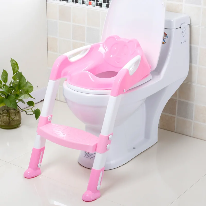 Portable Urinal Potty Training Seat Folding Baby Potty Infant Kids Toilet Training Seat with Adjustable Ladder Children 2 Color