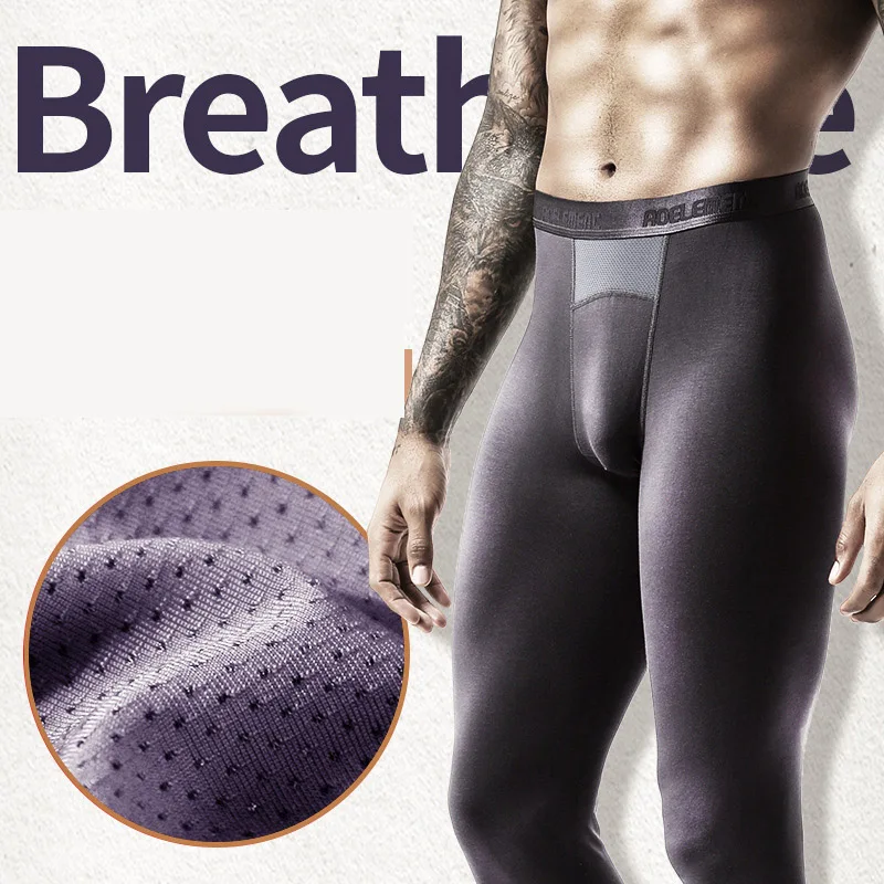 Roupa interior térmica de malha respirável masculina, Leggings Básicos Masculinos, Calças Compridas, Sexy, Slim, Outono, Inverno, Marca, Atacado