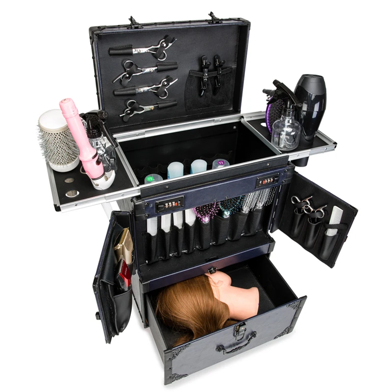 Hairdresser Toolbox Rolling Luggage Hair Stylist Bone Level Worker Suitcase Box Drawer Clipper Professional Oil Head Toolbox