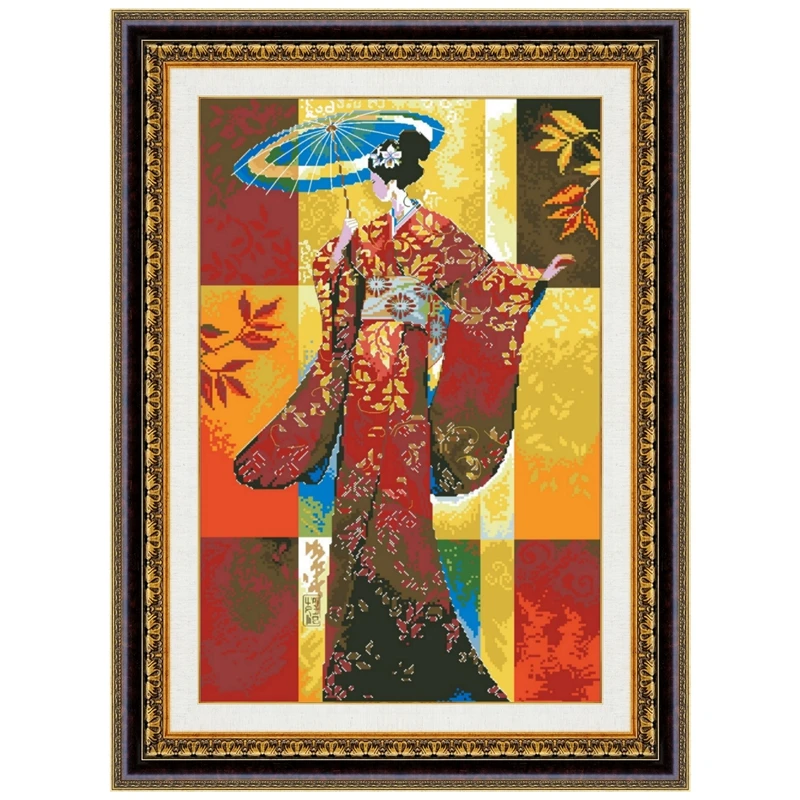 Geisha cross stitch kits aida fabric 18ct 14ct 11ct white unprint cotton thread embroidery kits DIY craft