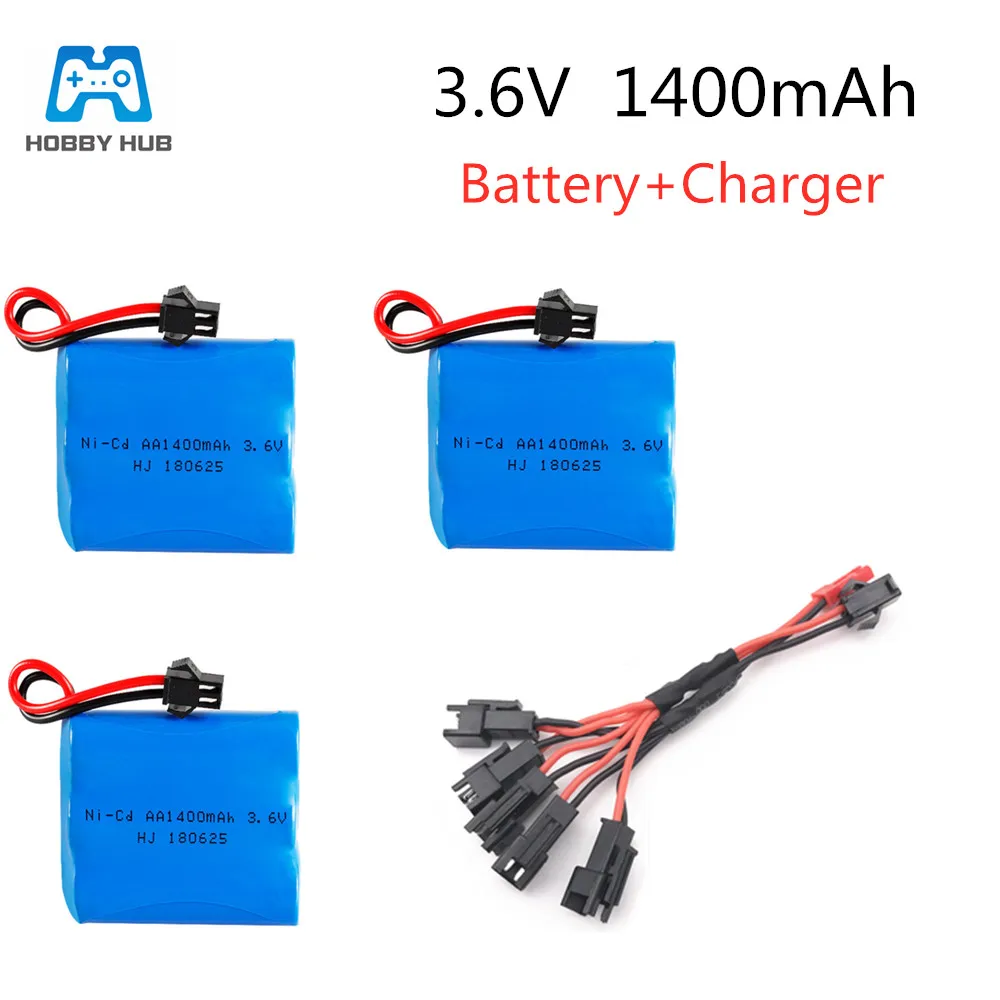 2/3/4 × 3.6v 1400mah ni-cd充電式バッテリー5 In1充電器rcカーボート銃トラック列車リモートコントロールおもちゃのバッテリー