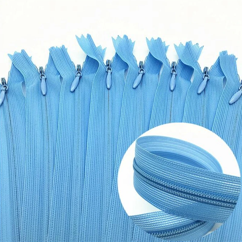 10 Stück 3 # Weiße 28cm/30cm/40cm/50cm/60cm Nylon-Unsichtbare Weiche Tüll-Chiffon-Reißverschlüsse zum Nähen – Detail 12