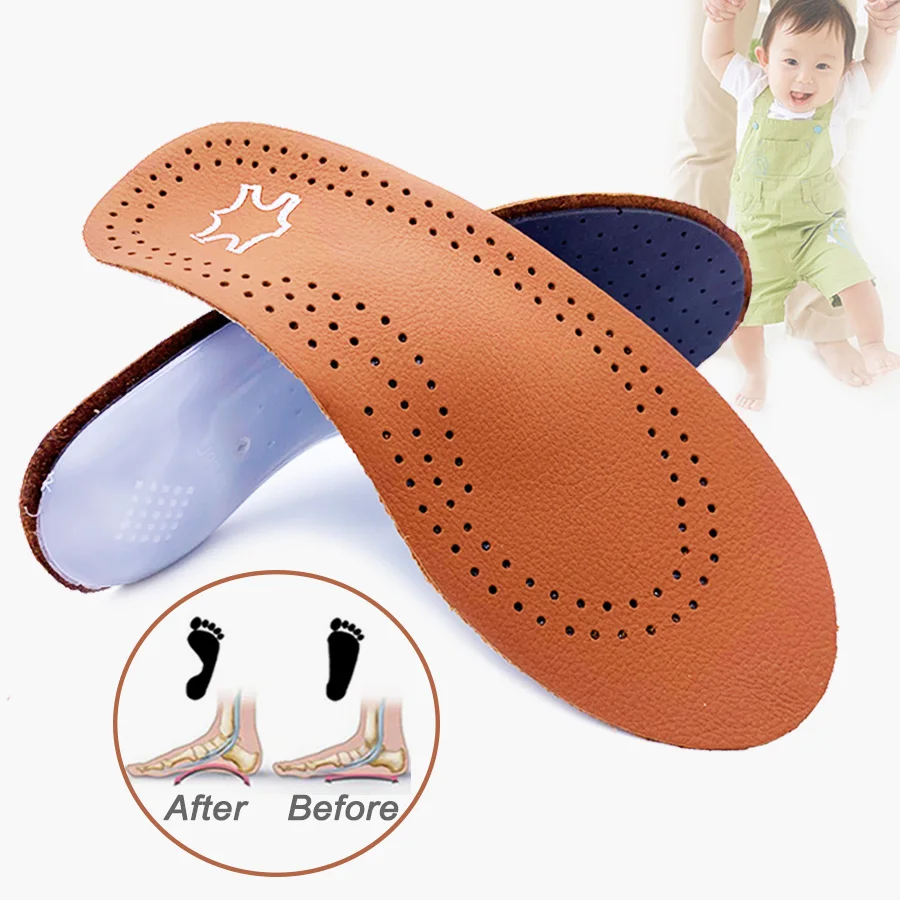 Leather orthotic insole for Flat Feet Arch Support orthopedic shoes sole Insoles for feet men women Children O/X Leg corrigibil