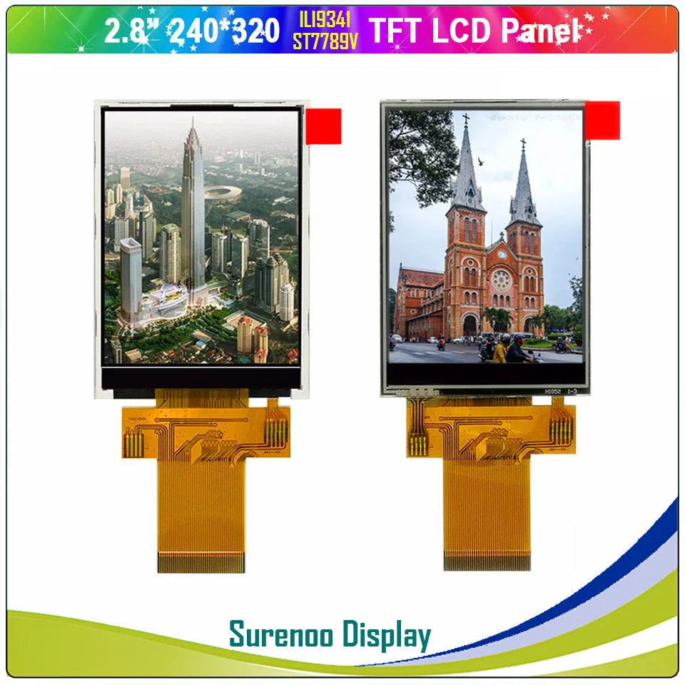 

2.8" inch 240*320 40P/0.5 8/16 MCU & 3/4 Serial SPI TFT LCD Module Display Screen LCM ILI9341 ST7789V w/ Resistive Touch Panel