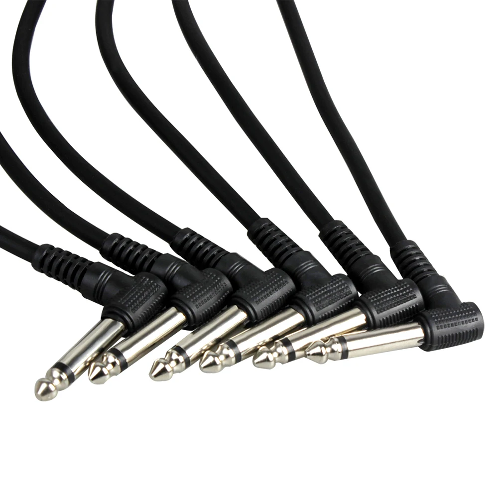 6Pcs Guitar Effect Pedal Cable Connecting Line 6.35Mm To 6.35Mm Audio Cable 21Cm Right Angle Cord Copper Wire Guitar Accessories