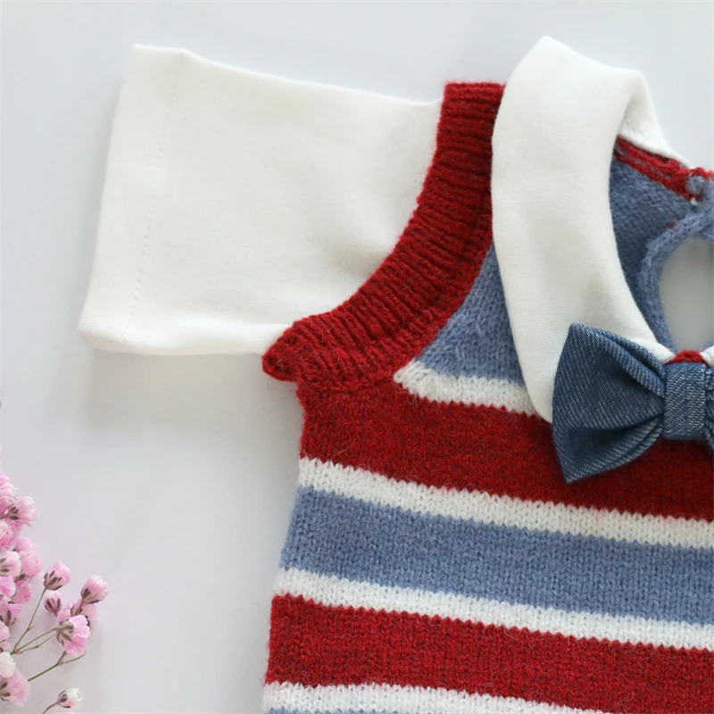 Newborn Baby Photography Clothing Sets Preppy Style Infant Boy Girl Sweater Outfits Vest Shirt Skirt Outfits Twins Photo Costume