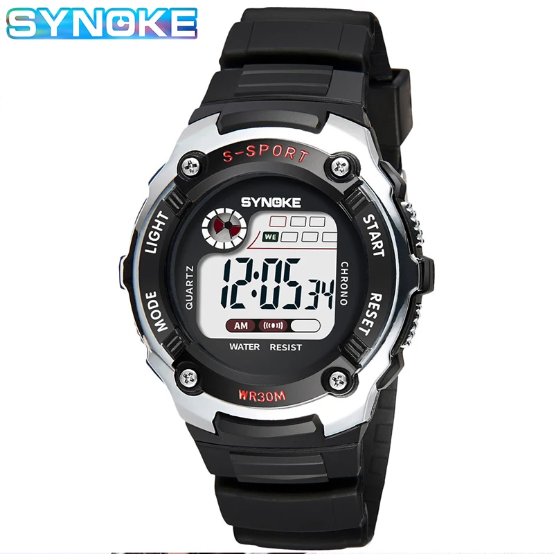 SYNOKE Brand Kids Electronic Watches Boy Digital Watch Girl Chronograph Alarm Clock LED Waterproof Children\'s Sport Wristwatch