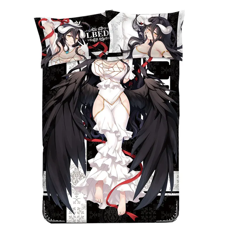 Anime Fate/Overlords/Grand Order Albedo Bedding Sets Twin/Queen/King 3pcs/ 4pcs Bed Set with Pillowcase + Sheet+Duvet Cover