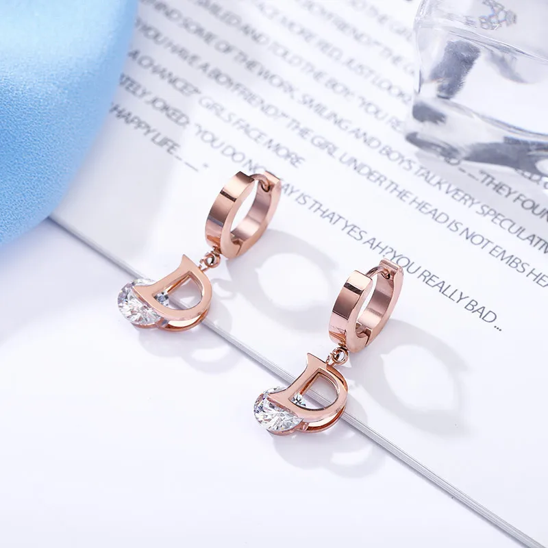 EH019 Korean Earrings Fashion Earrings Letter  D   Gothic  Jewelry for Women Party Gifts Earrings for Women 2020