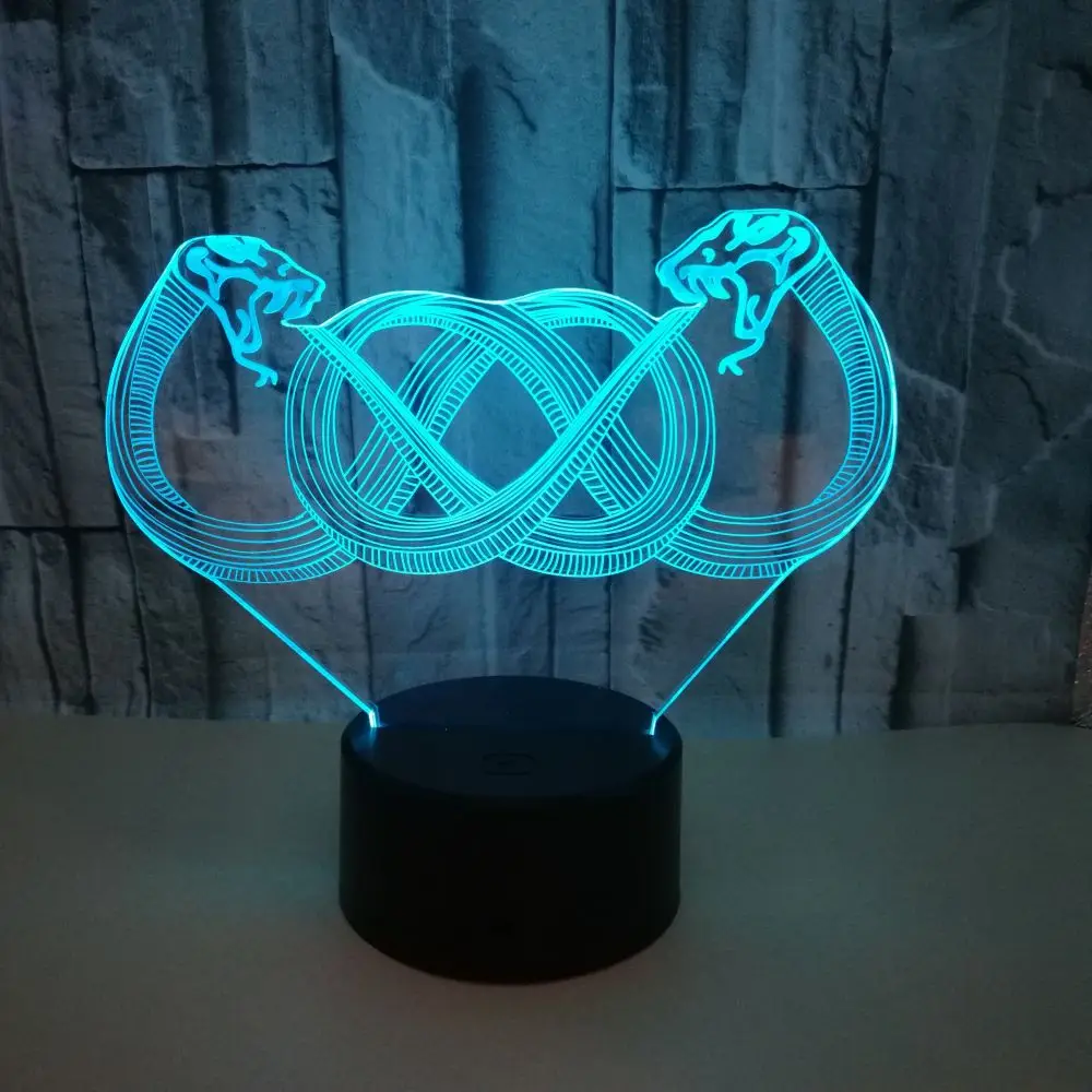 

Two Snakes 3d Lamp 7 Color Led Night Lamps For Kids Touch Led Usb Table Lampara Lampe Baby Sleeping Nightlight Drop Ship