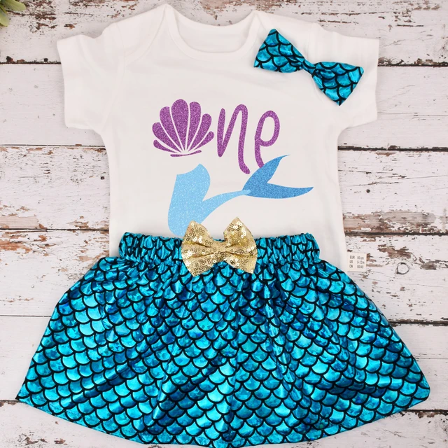 Mermaid birthday outfit for 1 year old sales