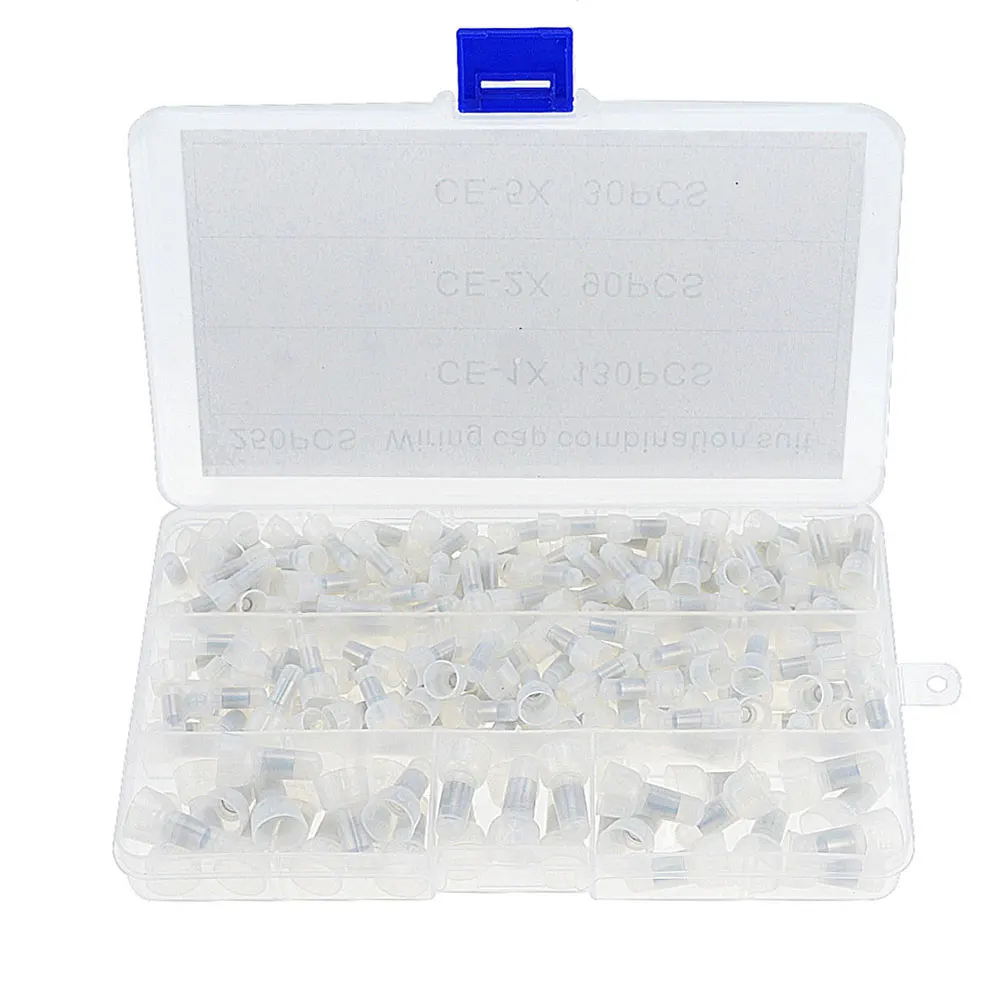 

250PCS/BOX Waterproof Nylon Crimp Caps Terminal Connector Blocks Closed Line Cap PA66 Splice Terminals Wire Accessories