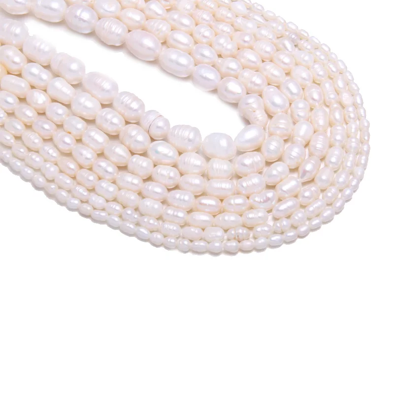 Natural Freshwater Pearl Beads High Quality 34cm Rice Shape Punch Loose Beads for DIY Elegant Necklace Bracelet Jewelry Making