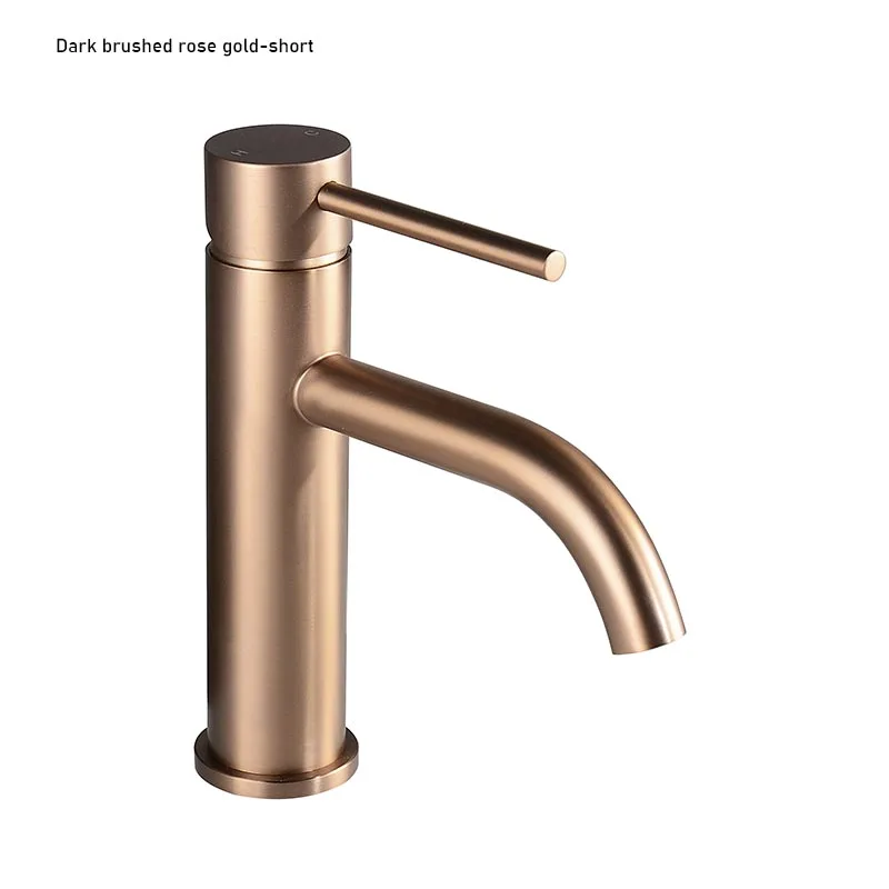 Geborsteld roségoud wastafelkraan op badrand gemonteerd enkel gat en handvat koud en warm water mengkraan geborsteld goud