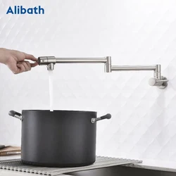 Brass Wall Mounted Kitchen Faucet Pot Filler Faucet Swivel Folding Retractable Rotary Stretch Basin Faucet Sink Tap.