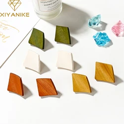 XIYANIKE 2019 New Fashion Square Rattan Hit Color Wood Drop Geometric Earring For Women Gift Jewelry Boucle D'oreille Brincos
