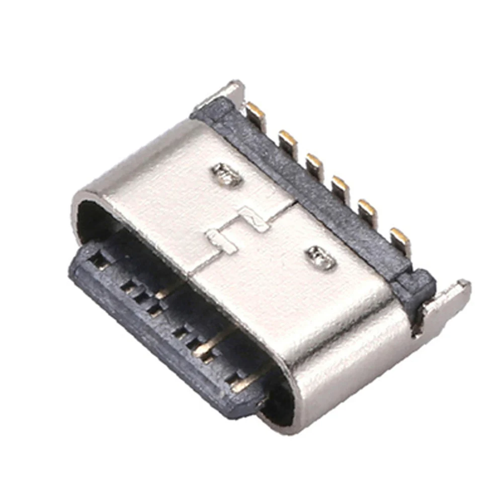 100pcs/lot 6 Pin 3A5V SMT Socket Connector Micro USB Type C 3.1 Female Placement SMD DIPFor PCB design DIY high current charging