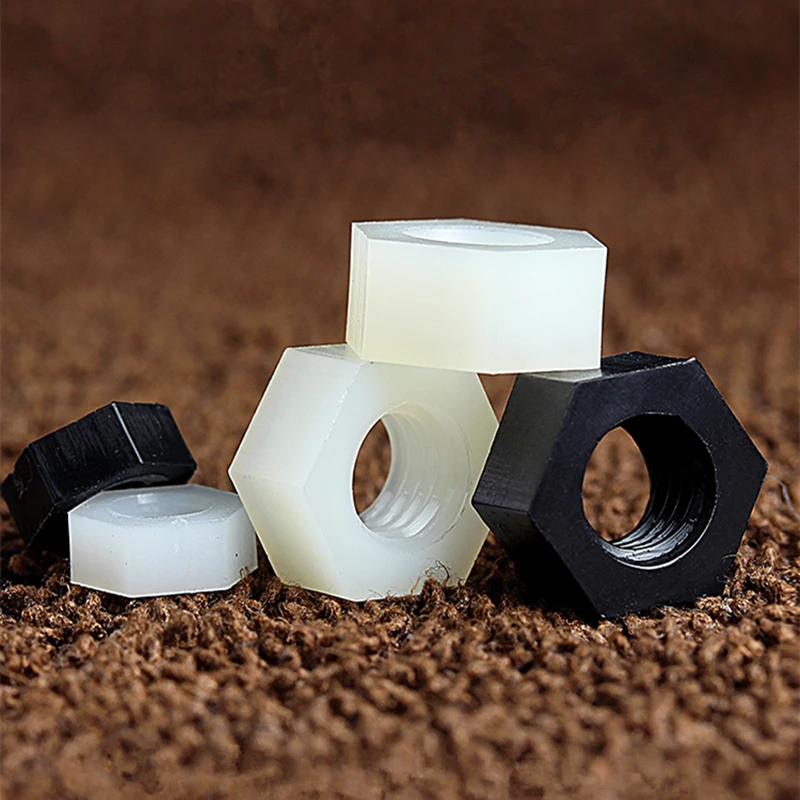 50/20Pcs DIN934 M2 M2.5 M3 M4 M5 M6 M8 M10 M12 M14 M16 M18 M20 Black/white Nylon Hex Nut Hexagon Plastic Nuts