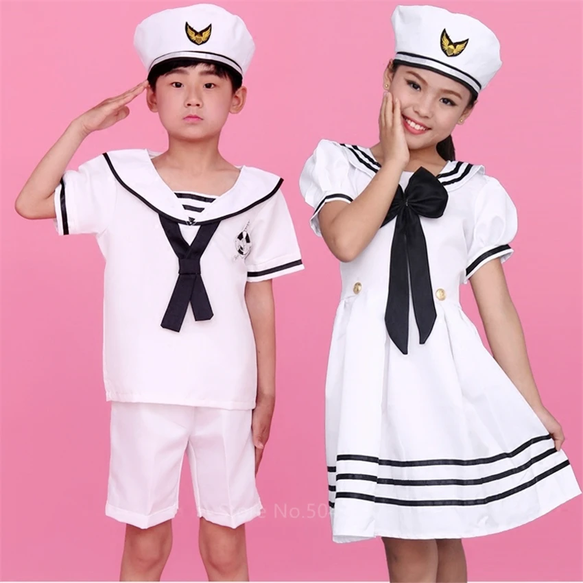 Uniforme per bambini capitano Navay ufficiale marinaio Costume ragazza ragazzo classico Halloween Cosplay esercito vestito fantasia carnevale