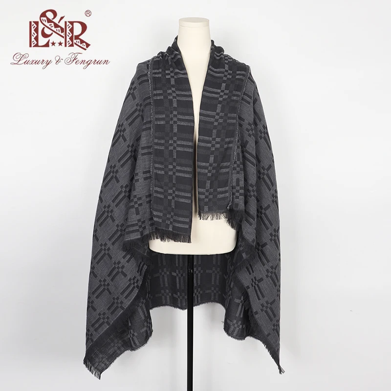 

2021 winter big scarves for women shawls warm wraps lady pashmina blanket poncho cashmere plaid scarf neck headband hijabs stole