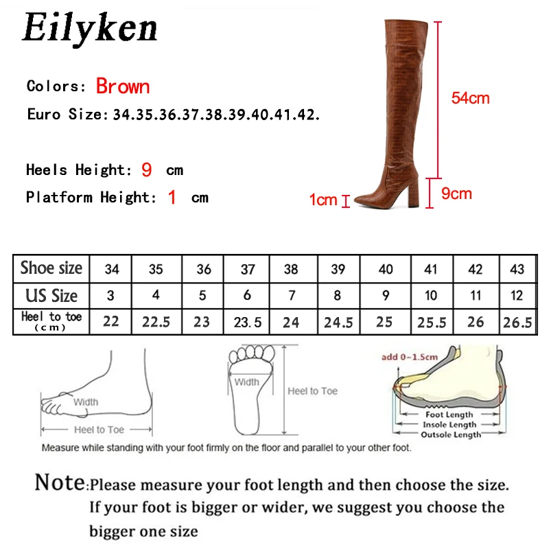 Eilyken 2024 New Style Women Chunky High Heel Boots Designer Shoes Microfiber Leather Long Booties Over-the-Knee Botas De Mujer