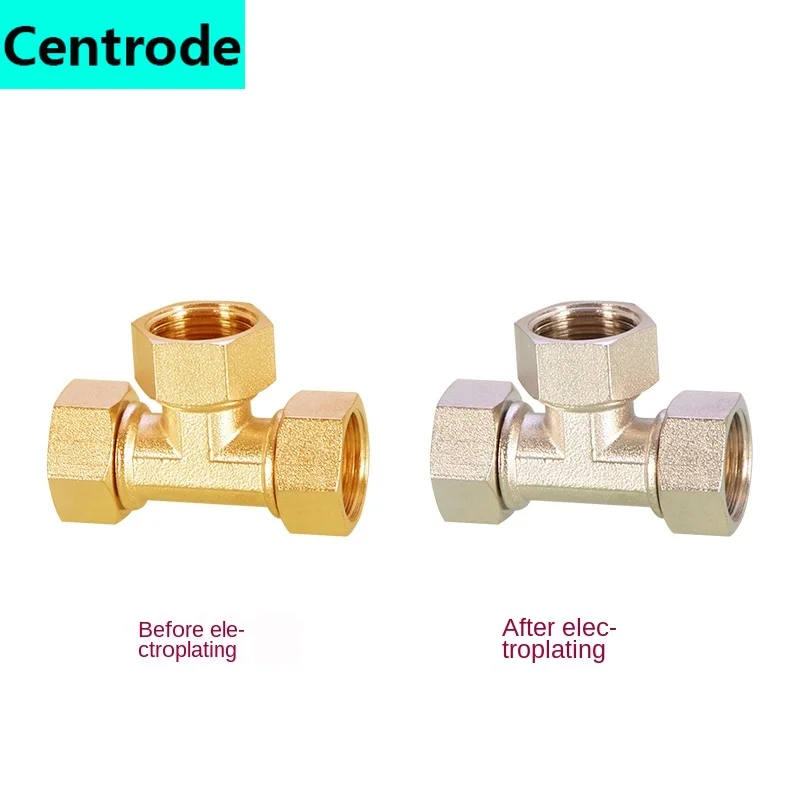 1/2IN Copper Plating Pipe Fittings Stainless Steel Color Copper Live Joint Tee Elbow Copper Tee Joint Y Type Tee Corner Tee