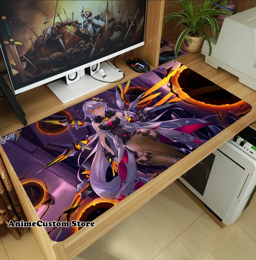 Anime Honkai Impact 3 Kiana Kaslana duża zagęścić podkładka pod mysz podkładka pod mysz do laptopa podkładka pod klawiaturę antypoślizgowa Playmat prezent