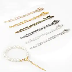 Cadena de cola de extensión de hierro de Metal, cierre de langosta de gota de agua para pulsera DIY, collar, accesorios para hacer joyas, 5,5 cm, 10 unids/lote