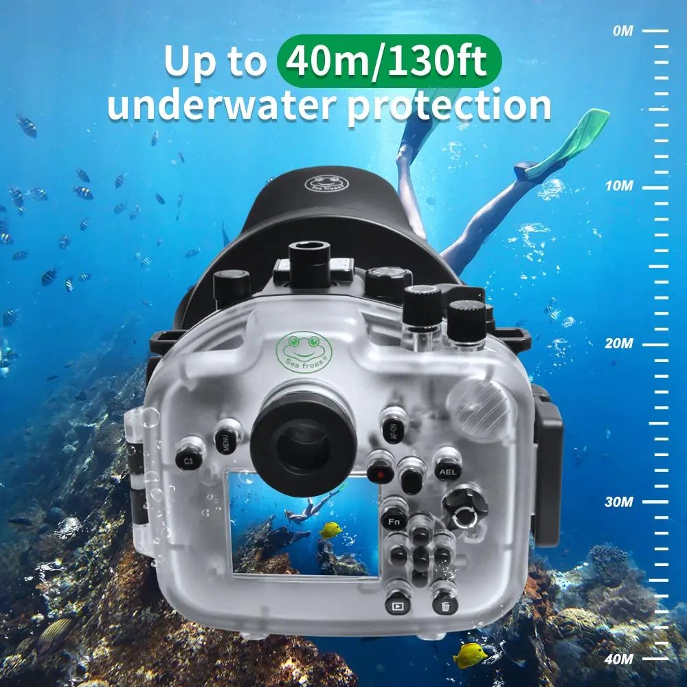 Seafrogs-funda impermeable IPX8 para cámara, carcasa submarinismo para Sony A7R4a con puerto de cúpula