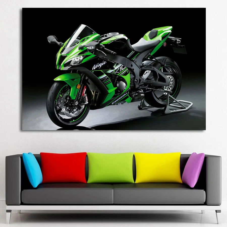 

Kawasaki Ninja Green Motorcycle Superbike Cuadros HD Decorative Posters Wall Art Pictures Canvas Paintings Bedroom Home Decor