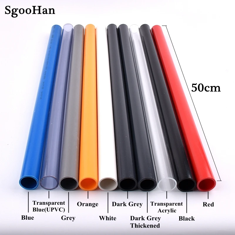 9 Colors 20~110mm UPVC Transparent Blue Pipe Aquarium Fish Tank Acrylic Tube Garden Watering Planting Frame Fittings 0.5M Long