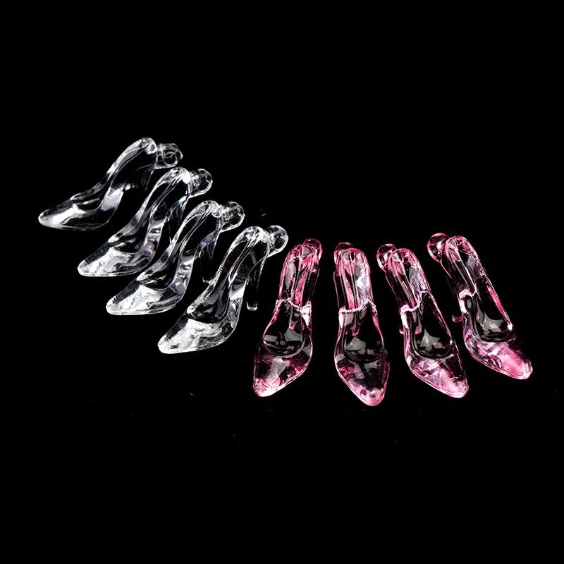 24Pcs/bag 1:12 Dollhouse Miniature Transparent High Heels Dolls House Decor Doll Accessories