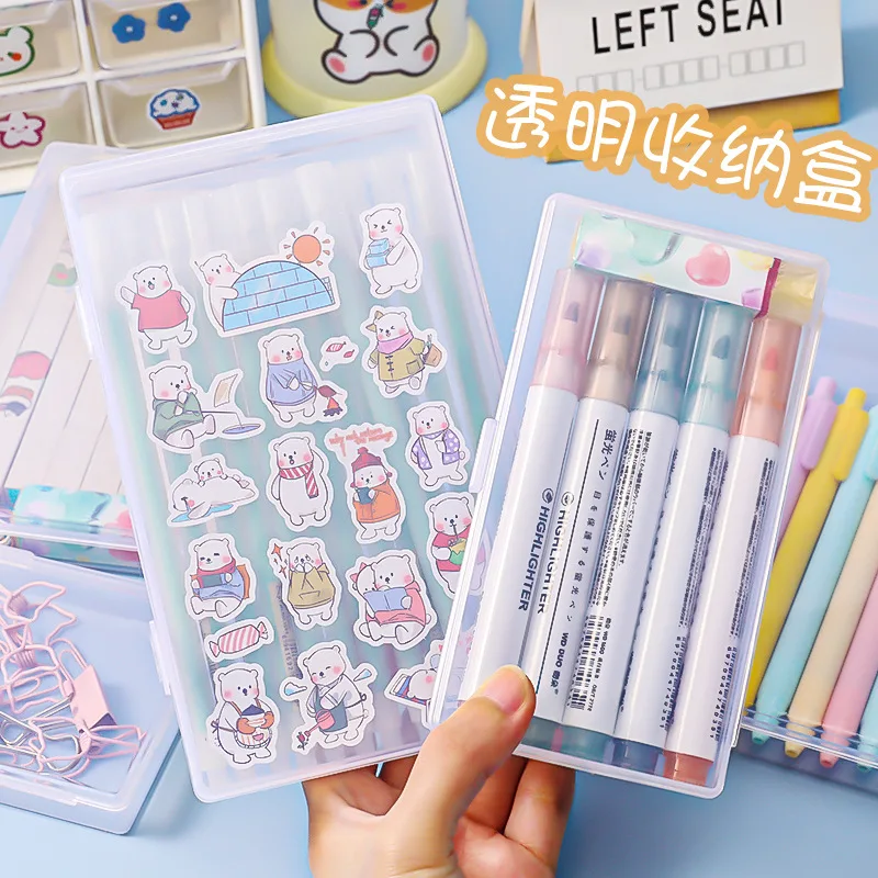 1 PC Stationery Stickers Plastic Storage Box Organizer Container Art Tool Case for Craft Desktop