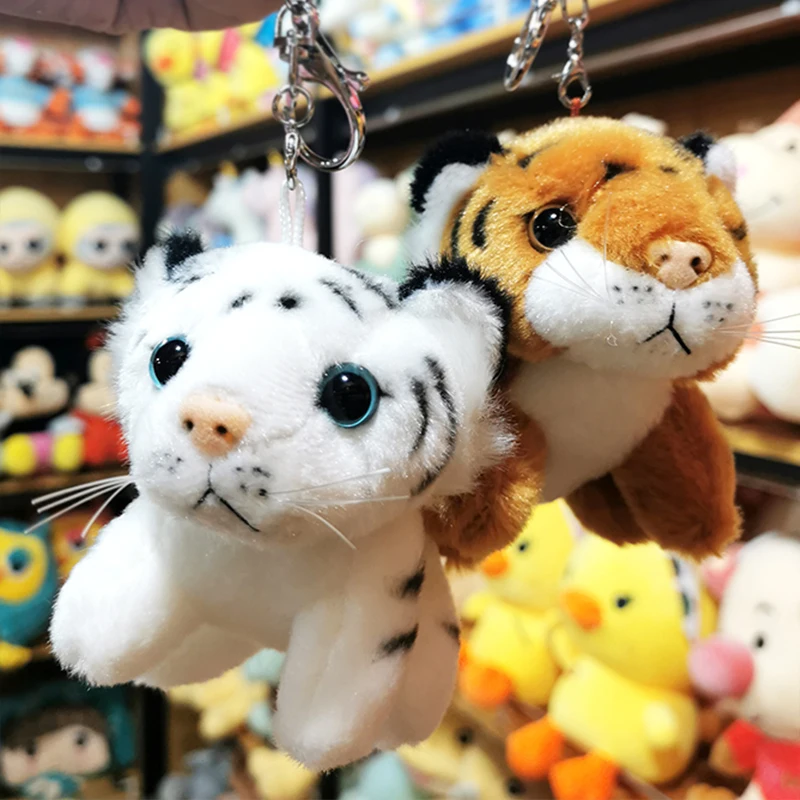 Cute simulation tiger doll plush toy keychain leopard doll panda puppet bag ornaments kids holiday gifts