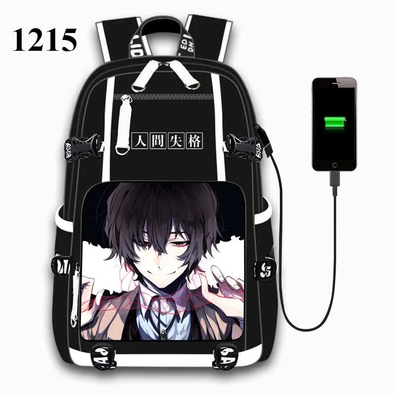 Anime Dogs USB Port Backpack Bag School Book Students Outdoor Shoulder Book Bag Rucksack Cosplay