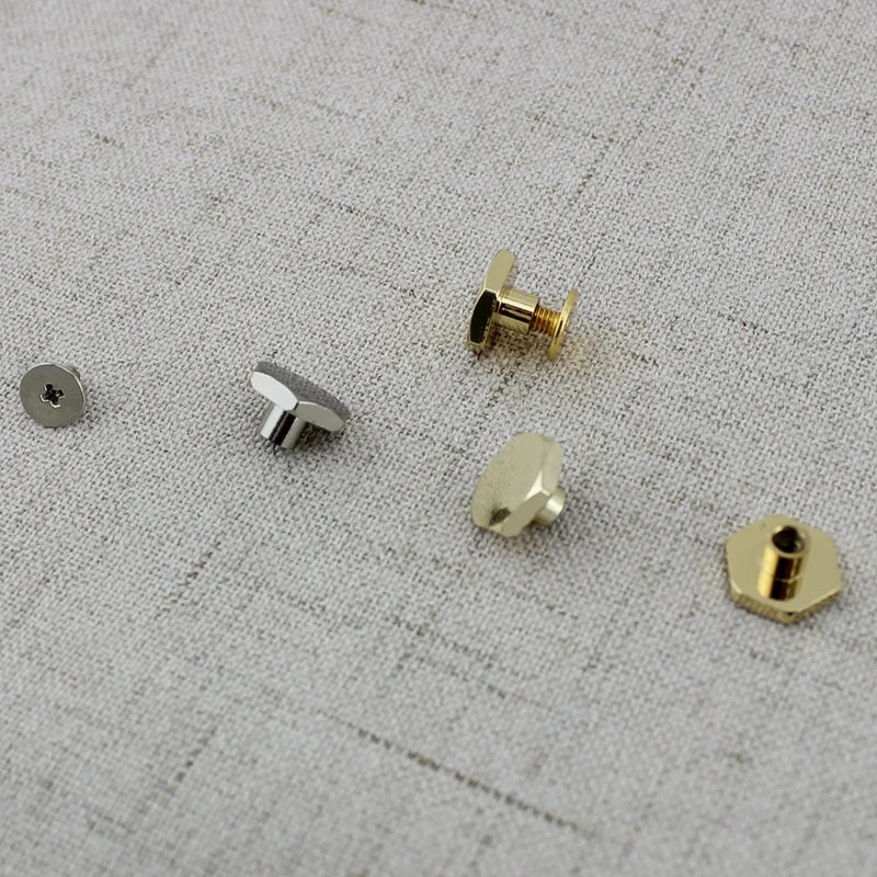 10pcs 50pcs  hexagonal punk rivets stud hardware with screw for bags shoes wallets belts bracelets decorative rivet